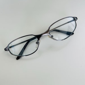Vintage 2000s Gray Metal Wraparound Clear Lens Glasses
