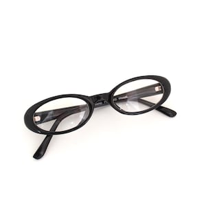 Vintage 90s Black Mini Oval Clear Lens Glasses