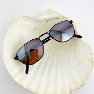 Authentic Vintage Mini Black Metal Frame Oval Sunglasses