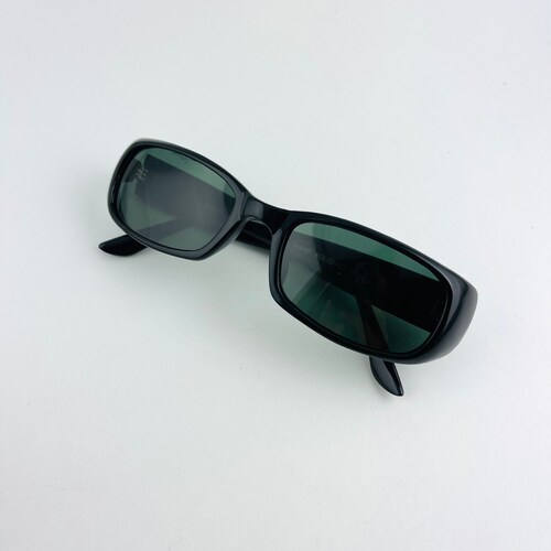 True Vintage 90s Circular Black Oval Sunglasses Etsy