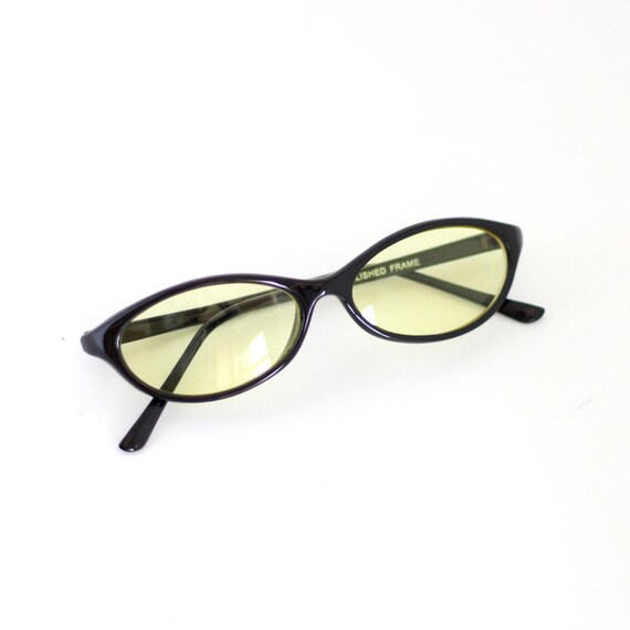 Authentic 90s Vintage Small Oval Yellow Sunglasses - Etsy Norway display picture 1