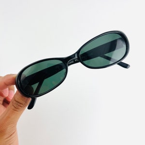 Authentic Vintage 90s Slim Black Oval Sunglasses