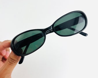 Authentic Vintage 90s Slim Black Oval Sunglasses