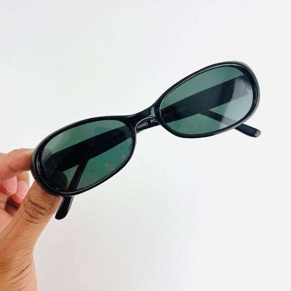 Buy Authentic Vintage 90s Slim Black Oval Sunglasses Online in India Etsy
