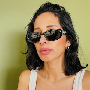 Authentic Vintage 90s Black Rectangle Sunglasses