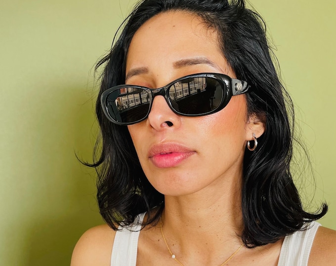Authentic Vintage 90s Black Rectangle Sunglasses