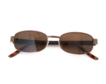 Authentic Vintage Brown Metal Frame Rectangle Sunglasses