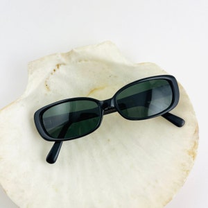 Authentic Vintage 90s Slim Black Rectangle Sunglasses