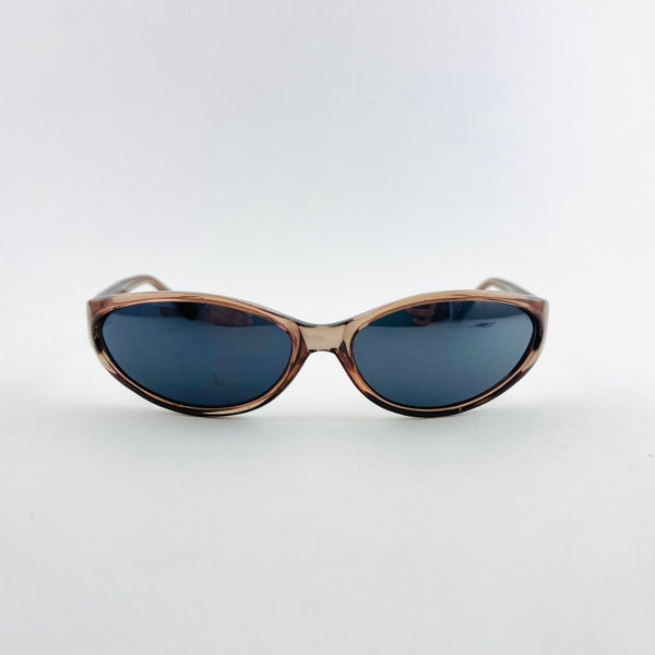Authentic Vintage 90s Transparent Grey Oval Sunglasses