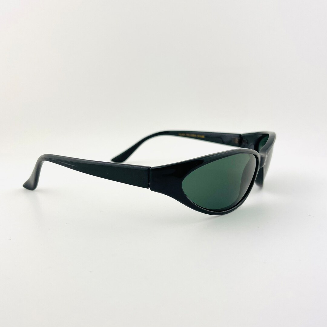 Vintage 90s Black Wraparound Oval Sunglasses - Etsy