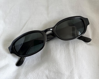 Authentic Vintage 90s Slim Black Rectangle Sunglasses