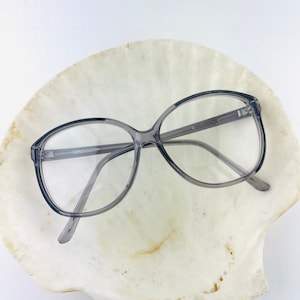 True Vintage 80s 90s Oversized Transparent Grey Clear lens Glasses Boho image 1