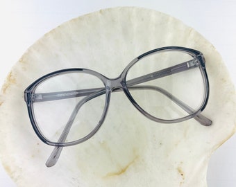 True Vintage 80s 90s Oversized Transparent Grey Clear lens Glasses Boho