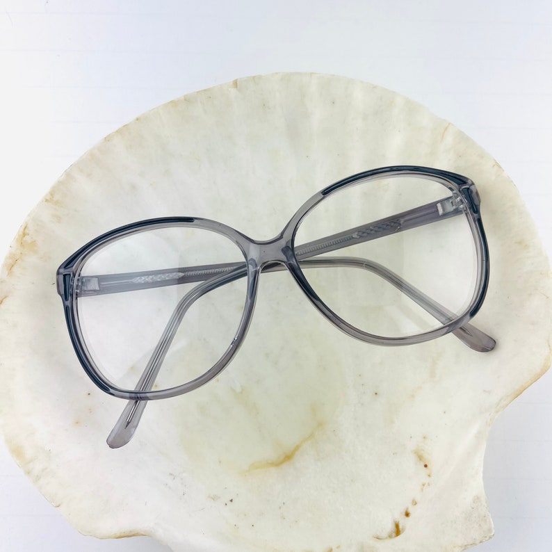 True Vintage 80s 90s Oversized Transparent Grey Clear lens Glasses Boho image 1