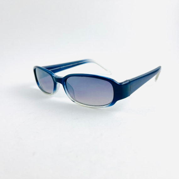 Authentic Y2k Rectangle Blue Frame Sunglasses wit… - image 2