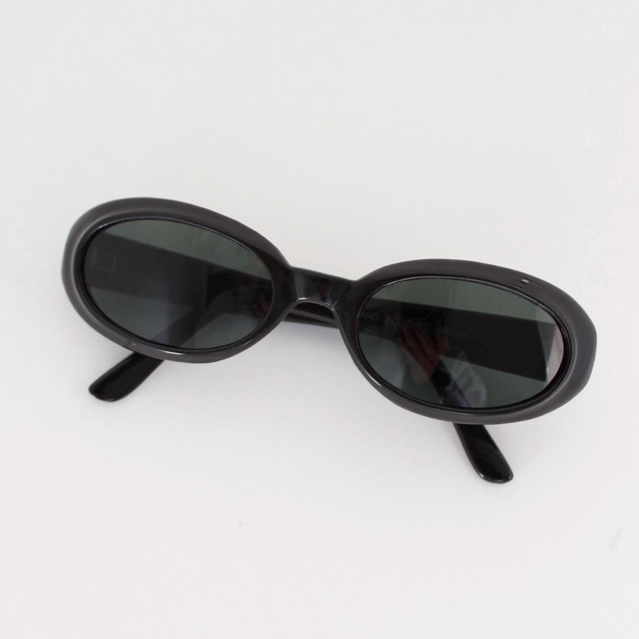 Authentic Vintage 90s Black Oval Sunglasses - Etsy