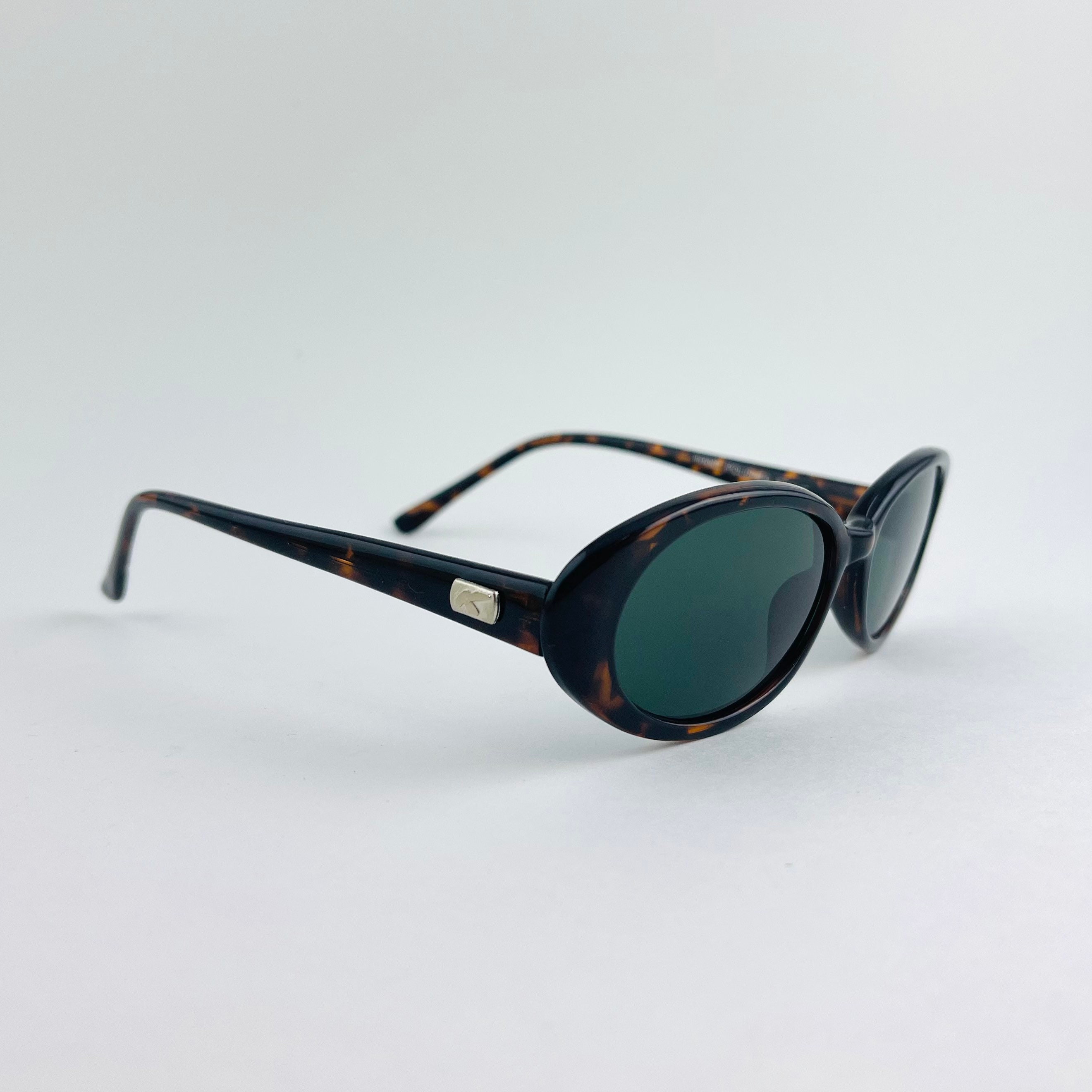 Authentic Vintage 90s Slim Tortoise Oval Shell Sunglasses 