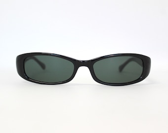 True Vintage 90s Sonnenbrille Slim-Fit Schwarz Rechteckig