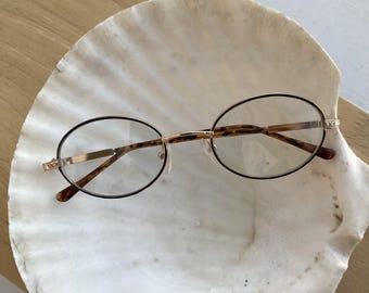 Authentic Vintage Mini Gold Tortoise Frame Oval Glasses