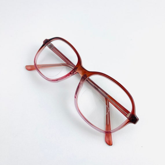 True Vintage 80s 90s Grandma Transparent Red Reading Glasses Boho Bifocal Lens