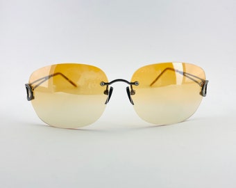 Authentic Y2k Oversized Orange Rimless Sunglasses