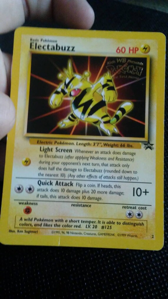 Electabuzz Promo Card Pokemon Tcg Warner Bros Stamped Promotional Rare Vintage Card