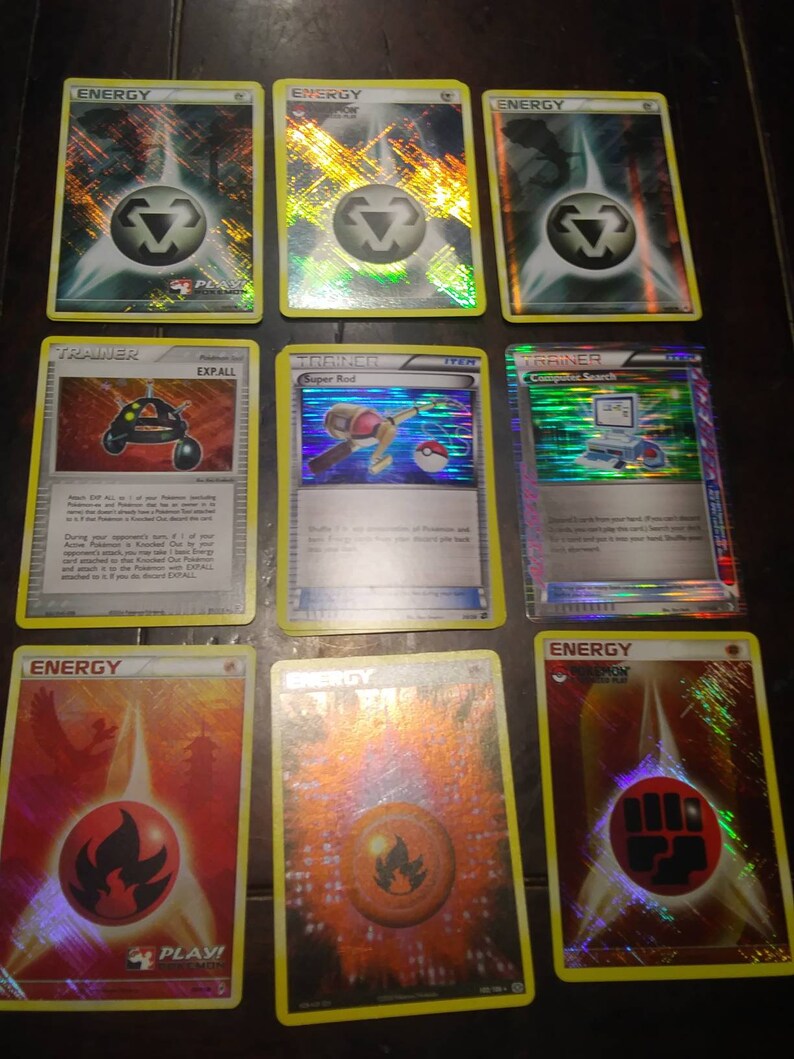 Rare Pokemon holo foil energy and trainer cards Pokemon organized play tournament reverse holo vintage rare light play play mint