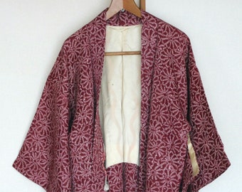 21-42 Vintage Japanese kimono Jacket /// Silk Shibori Jacket, Vintage  Haori Jacket, Shibori Kimono Jacket, Purple Jacket, Purple kimono
