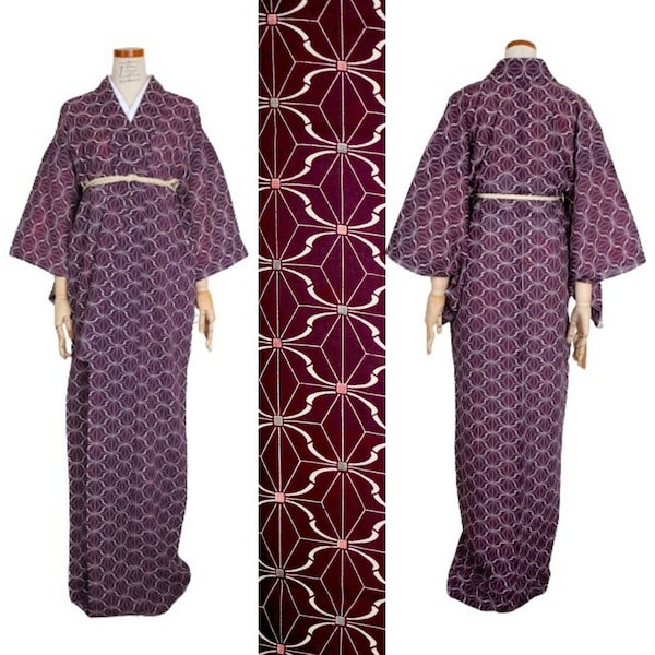 K19-18 Vintage Kimono // Robe, Kimono Gown, gown, robe, Purple Silk Kimono, Purple robe, Silk purple robe, Summer Kimono, See through kimono