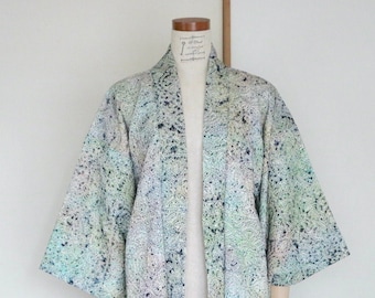 21-74 Vintage Japanese kimono Jacket ///  Haori, Tie dye Shibori haori, Kimono Jacket, Gorgeous Kimono, Kimono, Silk Jacket, blue Silk Haori