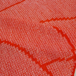 H17-03 Kimono fabric /// Orange Silk Shibori fabric, Orange fabric, silk kimono fabric, Japanese fabric, Orange silk fabric, Vintage kimono