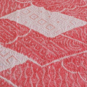 KF20-37 Shibori fabric /// Unique Shibori fabric, Shibori, fabric, rare item, Pink shibori, Shilk shibori, tie dye Pink fabric left-overs