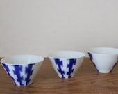 Fukagawa, Koransha Japanese vintage porcelain tea cups, yunomi, matcha cup, Japanese indigo blue, Fukagawa seiji, blue tea cup, sake cup