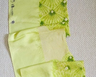 FA-53 Kimono Shibori fabric /// Silk Shibori fabric, tie dye fabric, silk kimono fabric, Japanese fabric, Vintage Green Shibori fabric