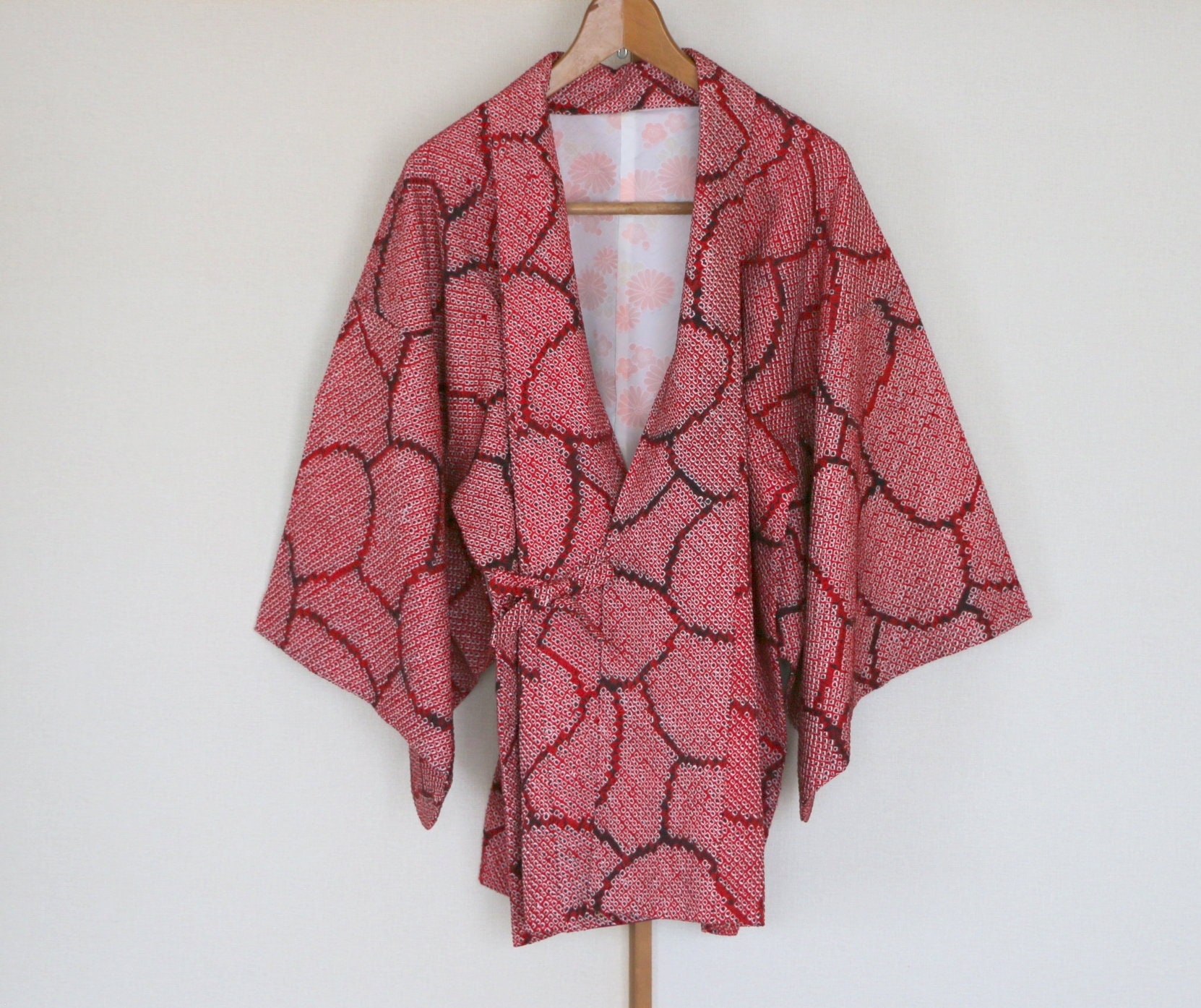 Vintage Japanese Kimono /// Vintage Shibori Coat Red Shibori | Etsy