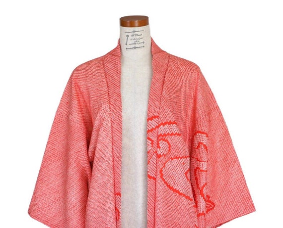 1956 Vintage Japanese kimono Jacket /// Orange Si… - image 9