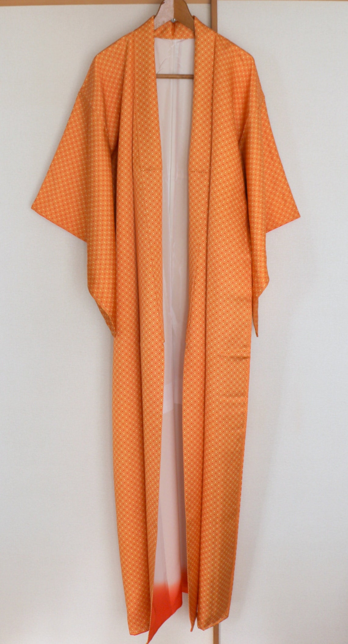 Vintage Japanese Kimono /// Orange Robe Kimono komon Orange Etsy