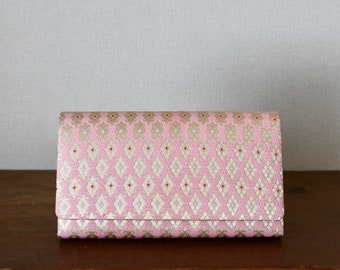 Vintage Japanese Kimono Clutch /// Vintage Japanese GOLD Kimono Bag, Brocade bag, Vintage Pink Clutch bag, Vintage handwoven Obi clutch