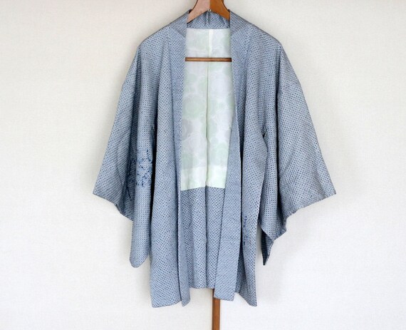 Vintage Japanese kimono Jacket /// Haori, Sky blu