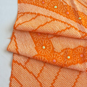 H21-135 Kimono fabric scraps // Silk Shibori fabric, tie dye fabric, silk kimono fabric, Japanese fabric, Orange silk fabric, Vintage kimono