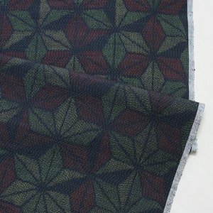 C-44 Vintage Japanese Tsumugi Fabric /// Green silk tsumugi, Botanical pattern silk fabric, kimono Tsumugi, vintage kimono, Tsumugi fabric