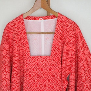 Vintage Kimono Coat /// Vivid orange Kimono coat, kimono Coat, Michiyuki, antique Kimono, Red michiyuki, Red Shibori, Shibori, coat