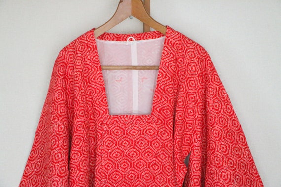 Vintage Kimono Coat /// Vivid orange Kimono coat,… - image 1