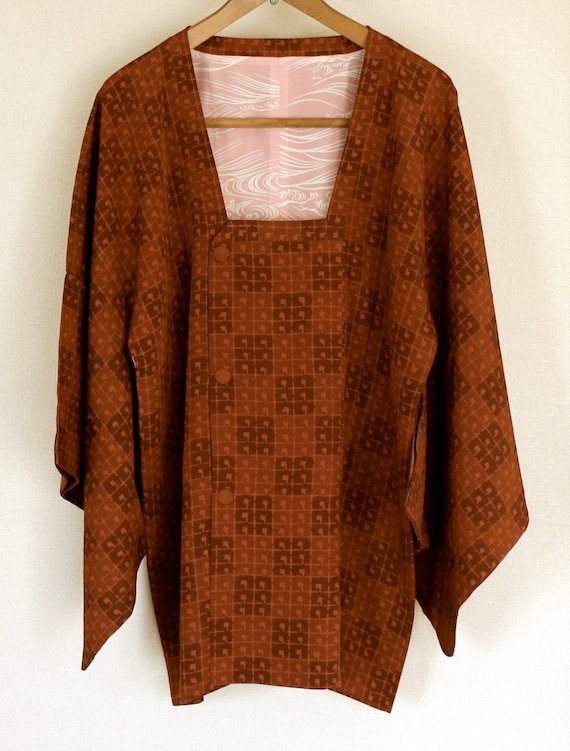 Vintage Kimono Coat, Brown coat, Vintage Japanese