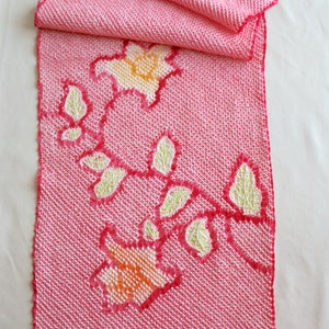 H20-101 Kimono fabric scraps /// Silk Shibori fabric, tie dye fabric, silk kimono fabric, Japanese fabric, Pink silk fabric, Vintage kimono
