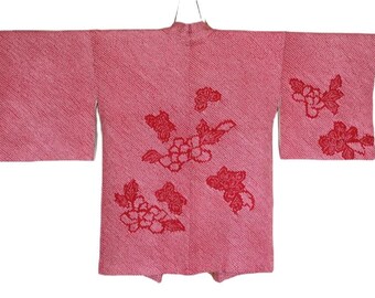 19-128 Vintage Japanese kimono Jacket // Silk Shibori Jacket, Vintage red purple Jacket, Shibori Kimono Jacket, Purple Jacket, purple kimono