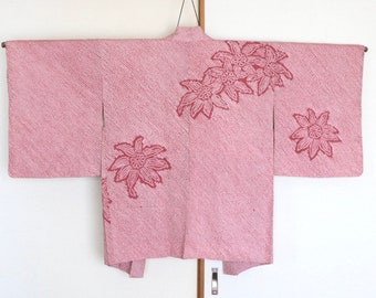 Vintage Japanese Kimono Jacket /// Pink Kimono, Haori, Silk Pink Kimono ...