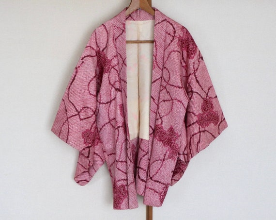 Vintage Japanese kimono Jacket /// Haori, Purple H