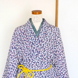 KW-106 Vintage Silk Komon // Crane pattern kimono, komon silk kimono,  Navy silk komon kimono, high quality silk kimono, blue komon
