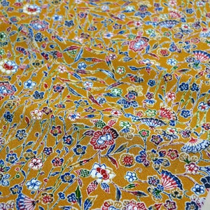 C-22 Mustard Chirimen Fabric /// Vintage Silk Chirimen Fabric, Silk kimono fabric, brown chirimen, silk fabric, Japanese kimono fabric,